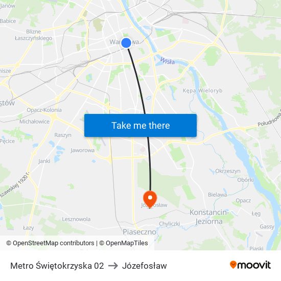 Metro Świętokrzyska 02 to Józefosław map