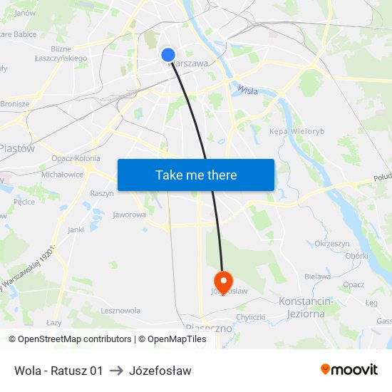 Wola - Ratusz 01 to Józefosław map