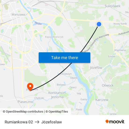 Rumiankowa 02 to Józefosław map