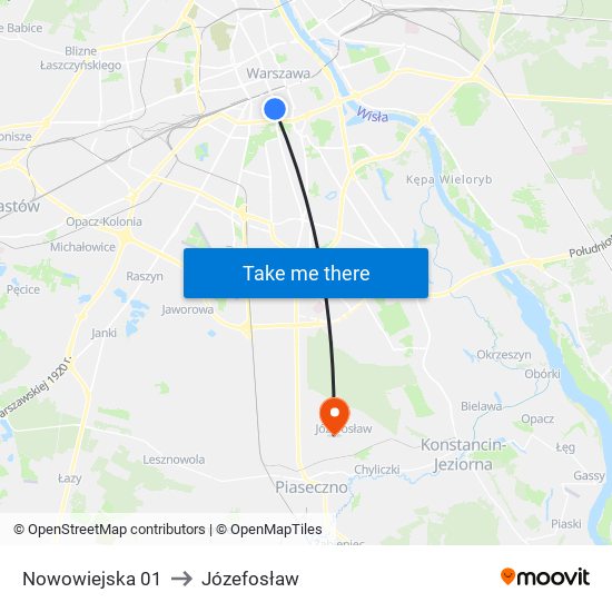 Nowowiejska 01 to Józefosław map