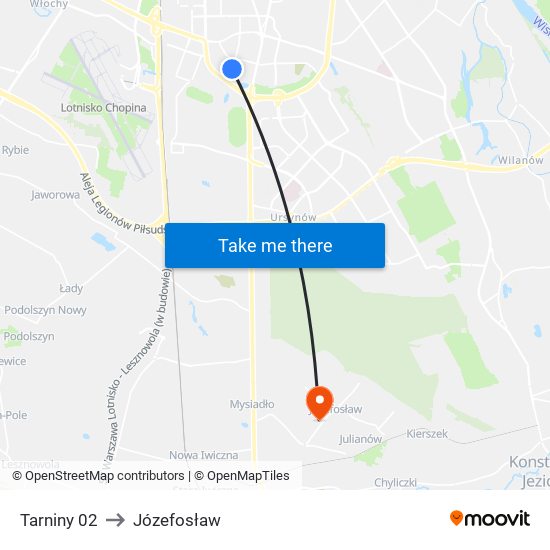 Tarniny 02 to Józefosław map