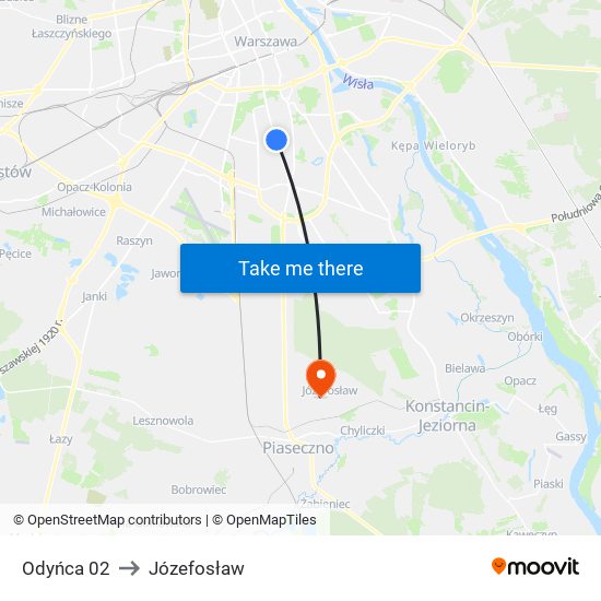 Odyńca 02 to Józefosław map