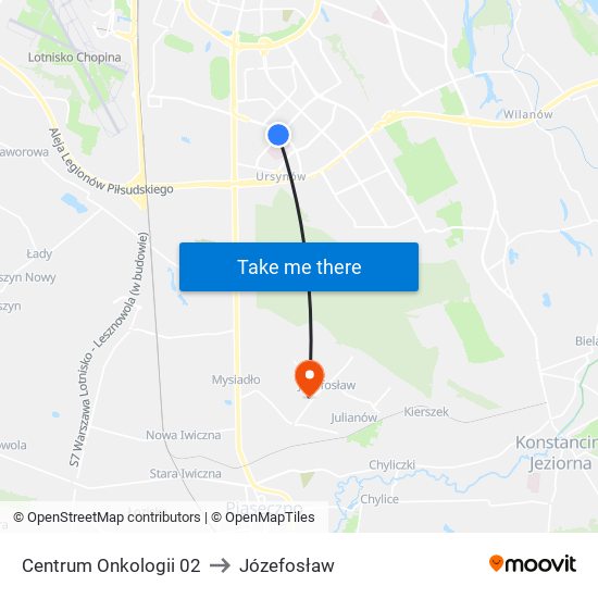 Centrum Onkologii 02 to Józefosław map