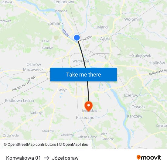 Konwaliowa 01 to Józefosław map