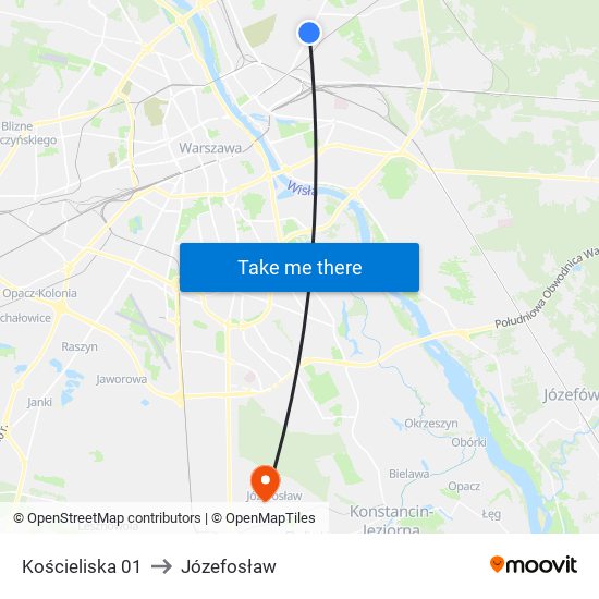 Kościeliska 01 to Józefosław map