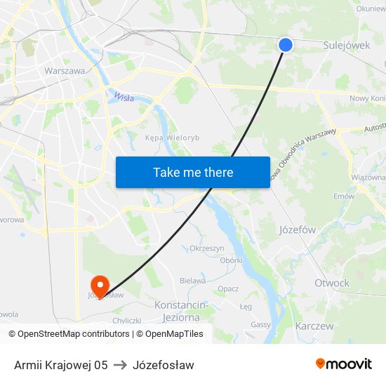 Armii Krajowej to Józefosław map