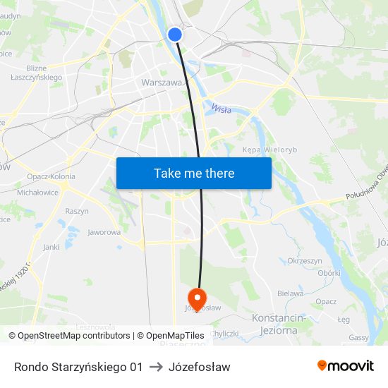 Rondo Starzyńskiego to Józefosław map