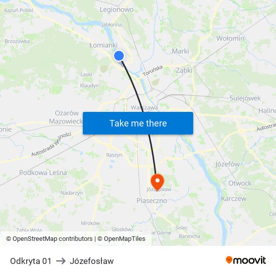 Odkryta to Józefosław map