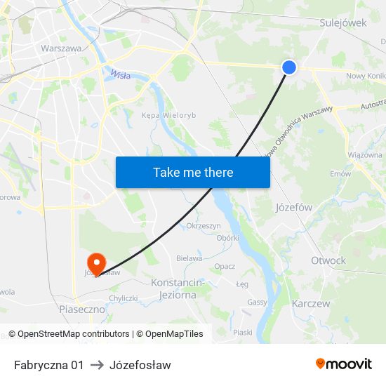 Fabryczna 01 to Józefosław map