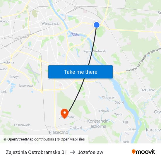 Zajezdnia Ostrobramska 01 to Józefosław map