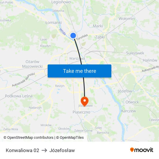 Konwaliowa 02 to Józefosław map