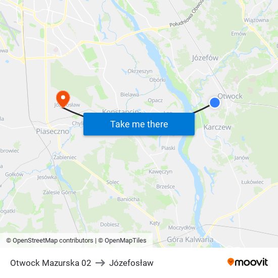 Otwock Mazurska 02 to Józefosław map