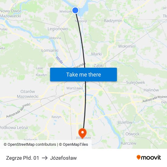 Zegrze Płd. 01 to Józefosław map