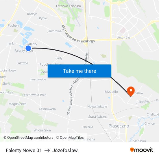 Falenty Nowe 01 to Józefosław map