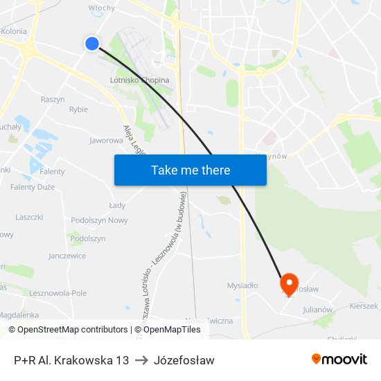 P+R Al. Krakowska 13 to Józefosław map