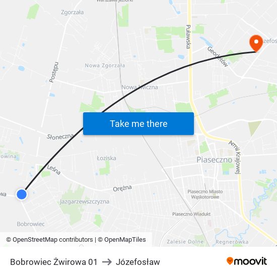 Bobrowiec Żwirowa 01 to Józefosław map