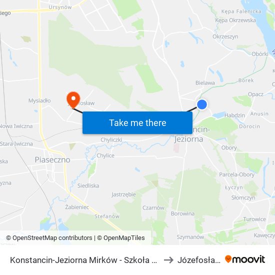 Konstancin-Jeziorna Mirków - Szkoła 02 to Józefosław map