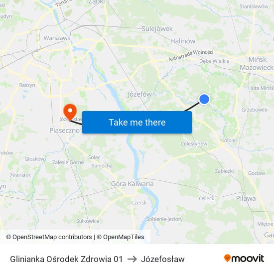 Glinianka Ośrodek Zdrowia 01 to Józefosław map