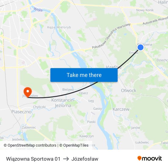 Wiązowna Sportowa 01 to Józefosław map