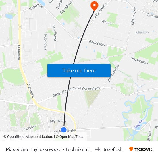 Piaseczno Chyliczkowska - Technikum 03 to Józefosław map