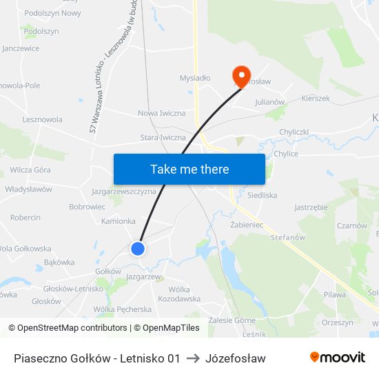 Piaseczno Gołków - Letnisko 01 to Józefosław map