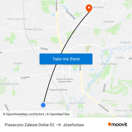 Piaseczno Zalesie Dolne 02 to Józefosław map