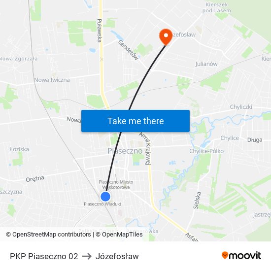 PKP Piaseczno 02 to Józefosław map