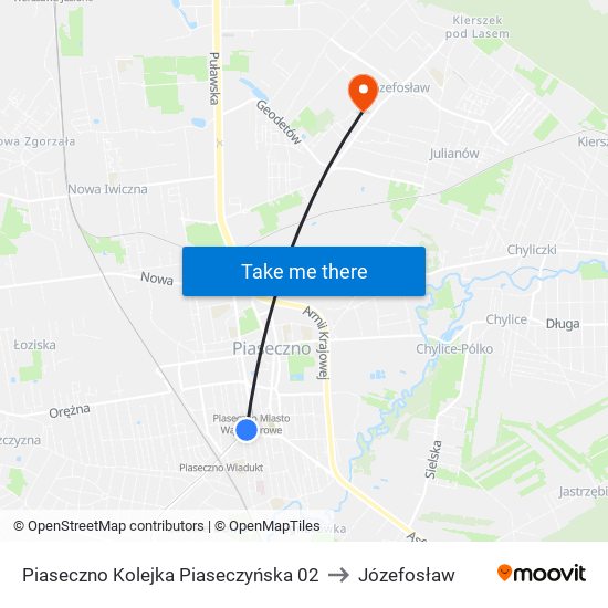 Piaseczno Kolejka Piaseczyńska 02 to Józefosław map