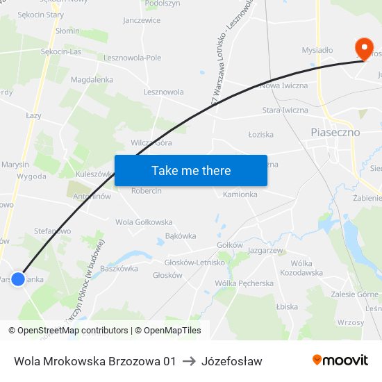 Wola Mrokowska Brzozowa 01 to Józefosław map