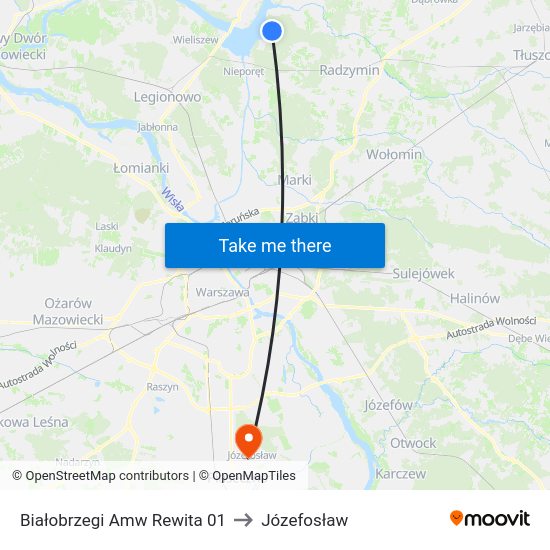 Białobrzegi Amw Rewita 01 to Józefosław map