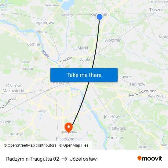 Radzymin Traugutta to Józefosław map