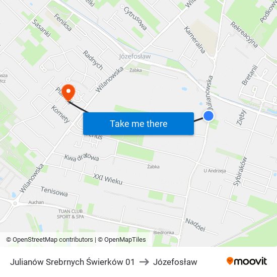 Julianów Srebrnych Świerków 01 to Józefosław map