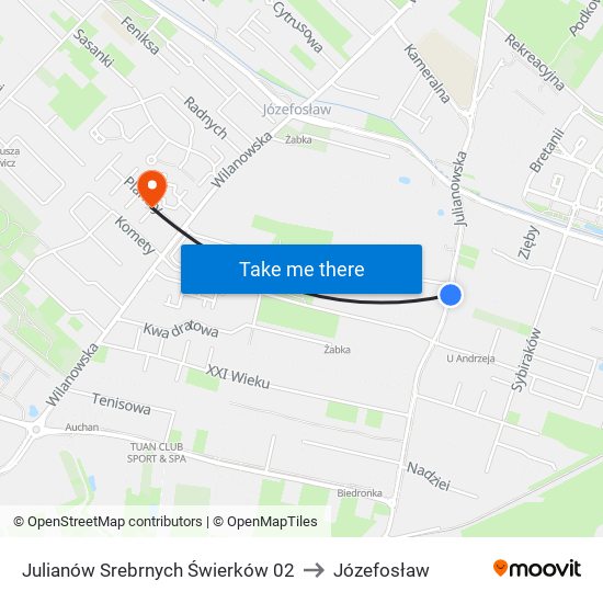 Julianów Srebrnych Świerków 02 to Józefosław map