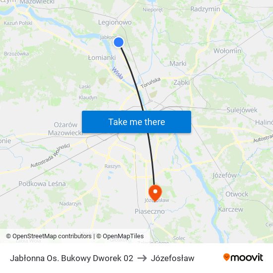 Jabłonna Os. Bukowy Dworek 02 to Józefosław map