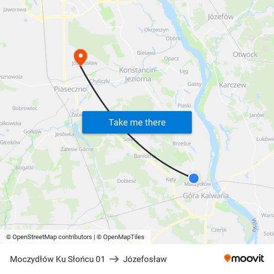 Moczydłów Ku Słońcu 01 to Józefosław map