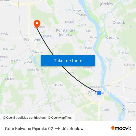 Góra Kalwaria Pijarska to Józefosław map