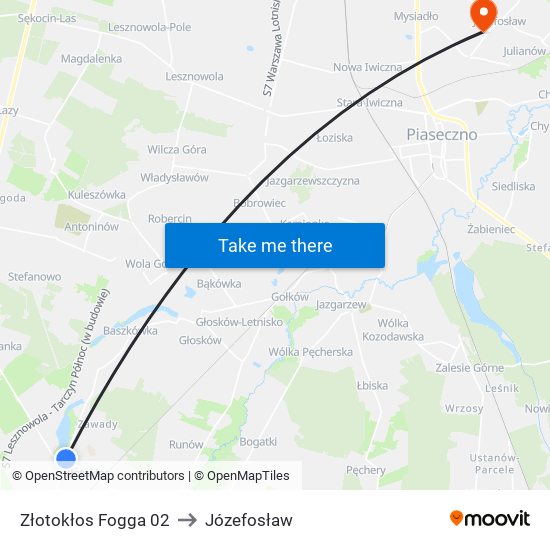 Złotokłos Fogga to Józefosław map