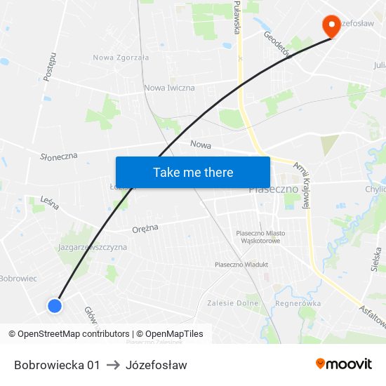 Bobrowiecka 01 to Józefosław map