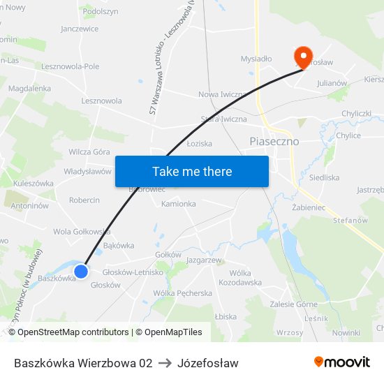 Baszkówka Wierzbowa 02 to Józefosław map