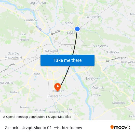 Zielonka Urząd Miasta 01 to Józefosław map