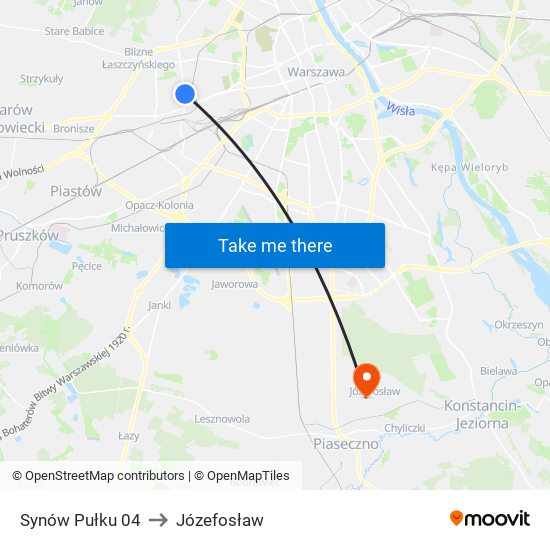 Synów Pułku 04 to Józefosław map