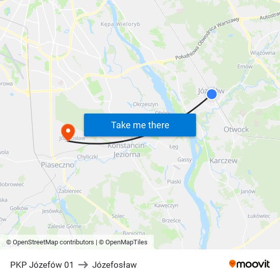 PKP Józefów to Józefosław map