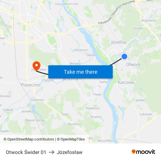 Otwock Świder 01 to Józefosław map