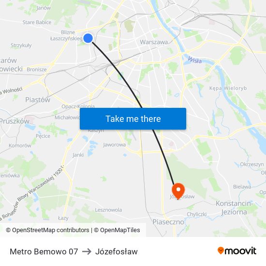 Metro Bemowo 07 to Józefosław map