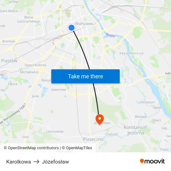 Karolkowa to Józefosław map