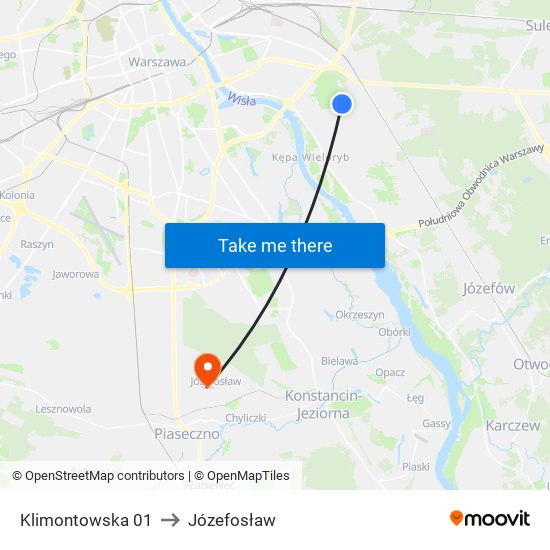 Klimontowska 01 to Józefosław map