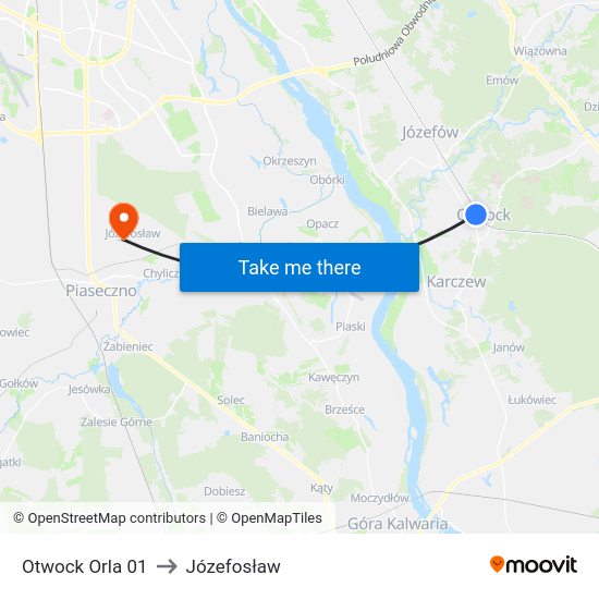 Otwock Orla to Józefosław map