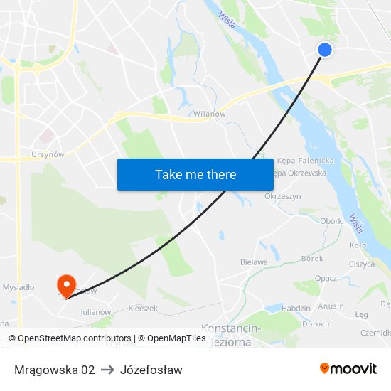 Mrągowska 02 to Józefosław map