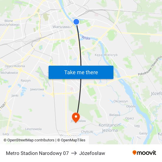 Metro Stadion Narodowy 07 to Józefosław map