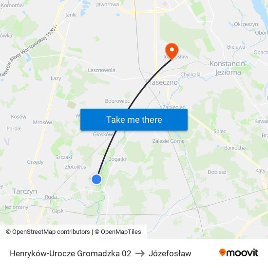 Henryków-Urocze Gromadzka 02 to Józefosław map